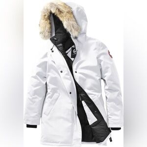 NWOT. White CANADA GOOSE WOMEN'S VICTORIA PARKA. L. Can verify official purchase